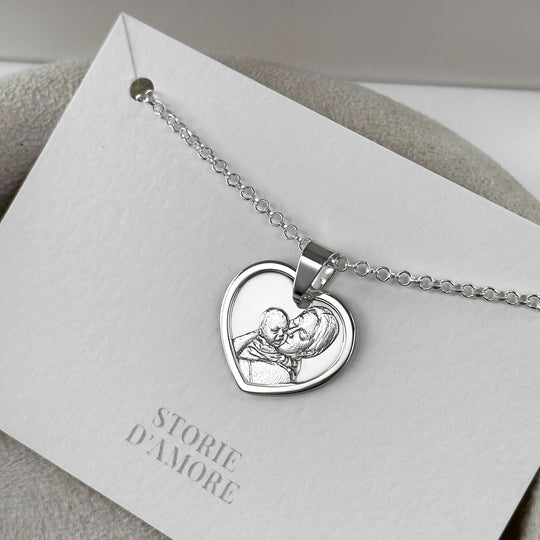 Heart 925 Silver Pendant with 3D Photo Engraving