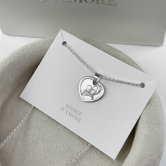 Heart 925 Silver Pendant with 3D Photo Engraving