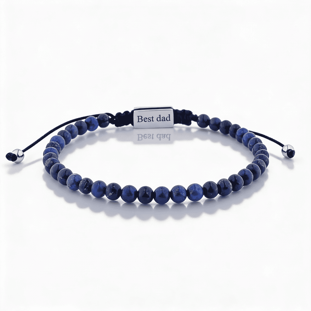 Brățară cu mărgele pentru bărbați, cu gravură