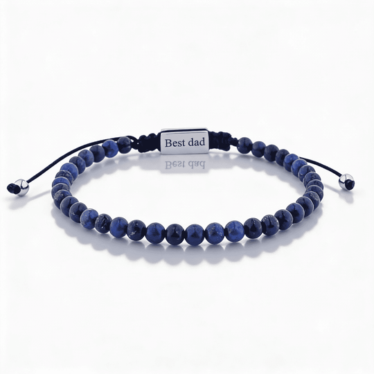 Brățară cu mărgele pentru bărbați, cu gravură