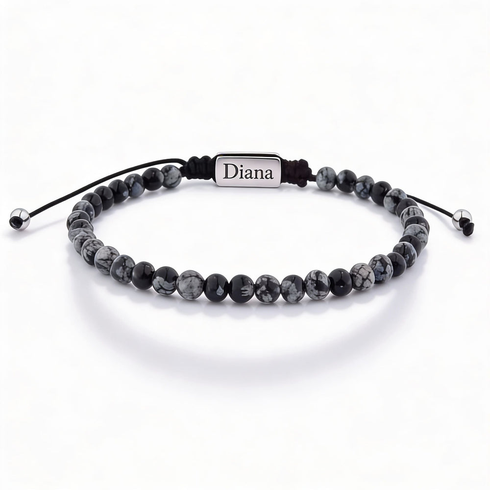 Brățară cu mărgele pentru bărbați, cu gravură