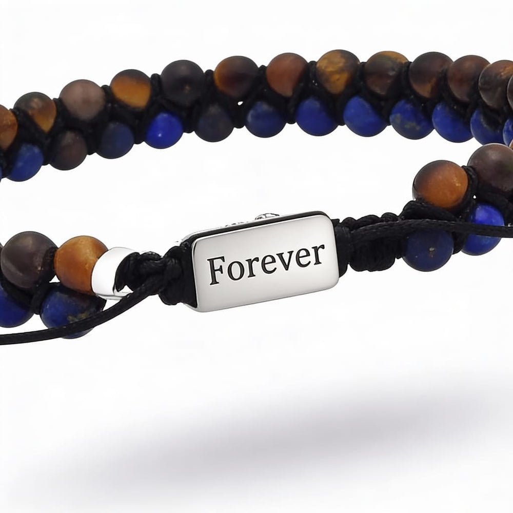 Brățară cu mărgele pentru bărbați, cu gravură