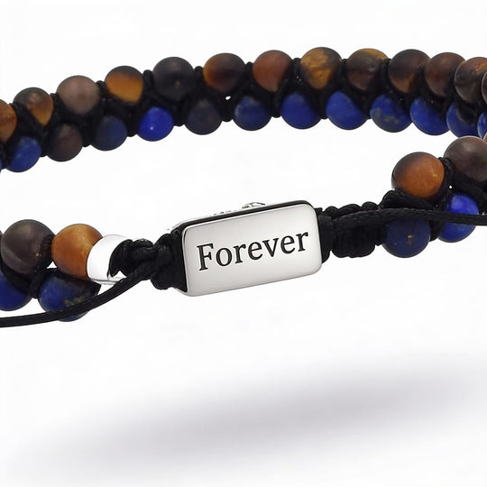 Brățară cu mărgele pentru bărbați, cu gravură