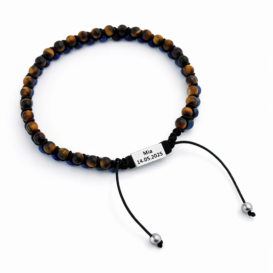 Brățară cu mărgele pentru bărbați, cu gravură