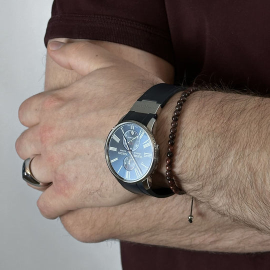 Brățară cu mărgele pentru bărbați, cu gravură