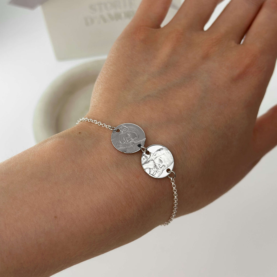 Bracelet double rond en argent sterling 925