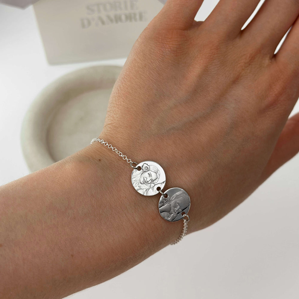 Doppeltes 925 Silber Armband mit 3D Foto Gravur