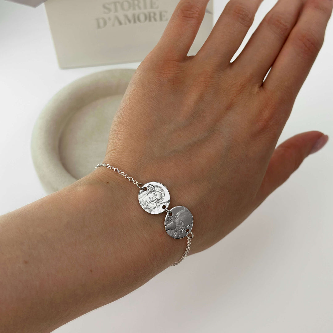 Bracelet double rond en argent sterling 925