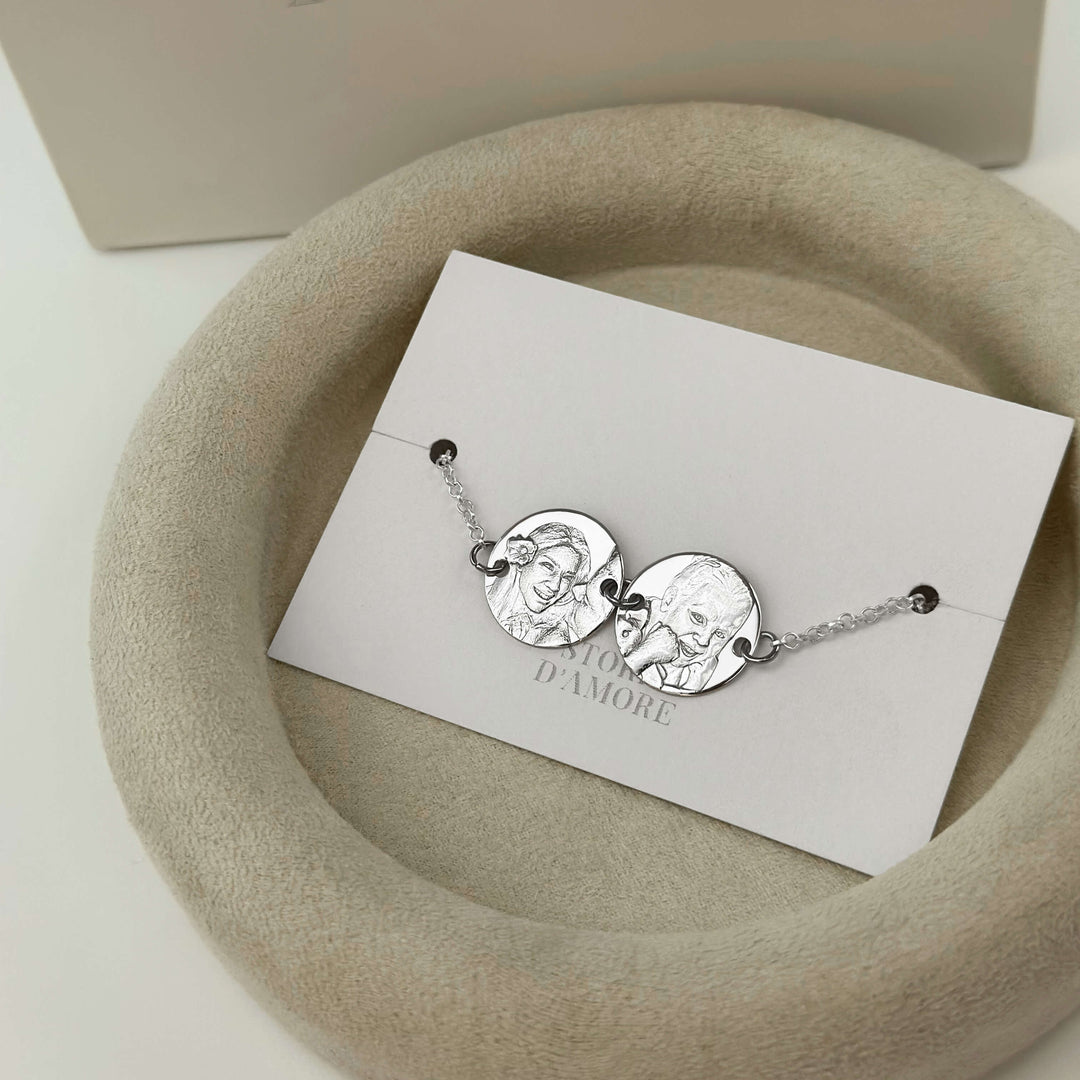 Bracelet double rond en argent sterling 925