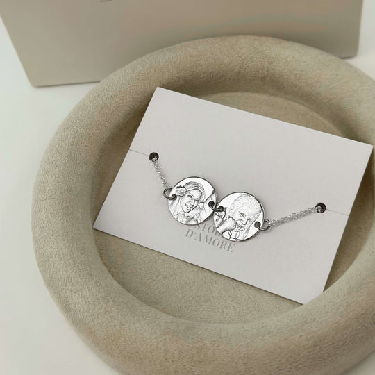 Bracelet double rond en argent sterling 925