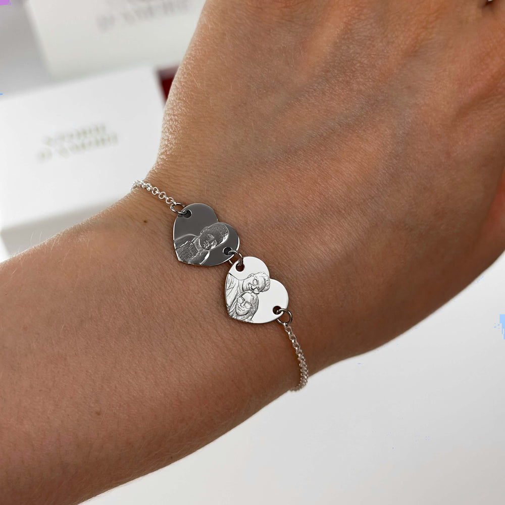 Doppeltes 925 Silber Armband mit 3D Foto Gravur