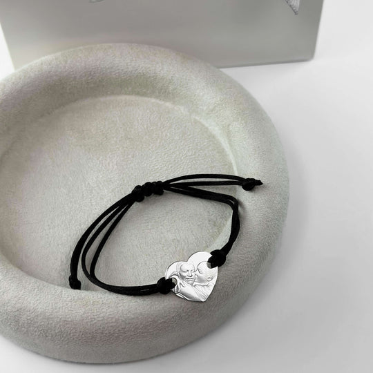 Heart 925 Silver Bracelet with 3D Photo Engraving