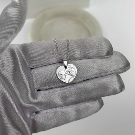 Heart 925 Silver Pendant with 3D Photo Engraving