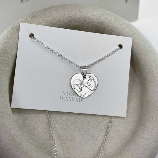 Heart 925 Silver Pendant with 3D Photo Engraving