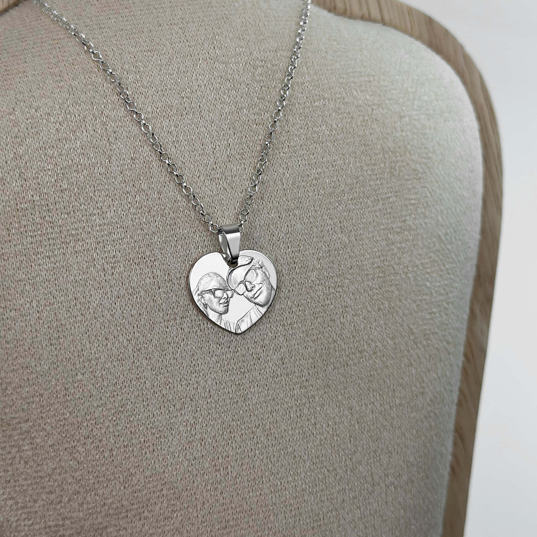 Heart 925 Silver Pendant with 3D Photo Engraving