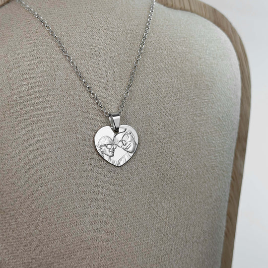 Heart 925 Silver Pendant with 3D Photo Engraving