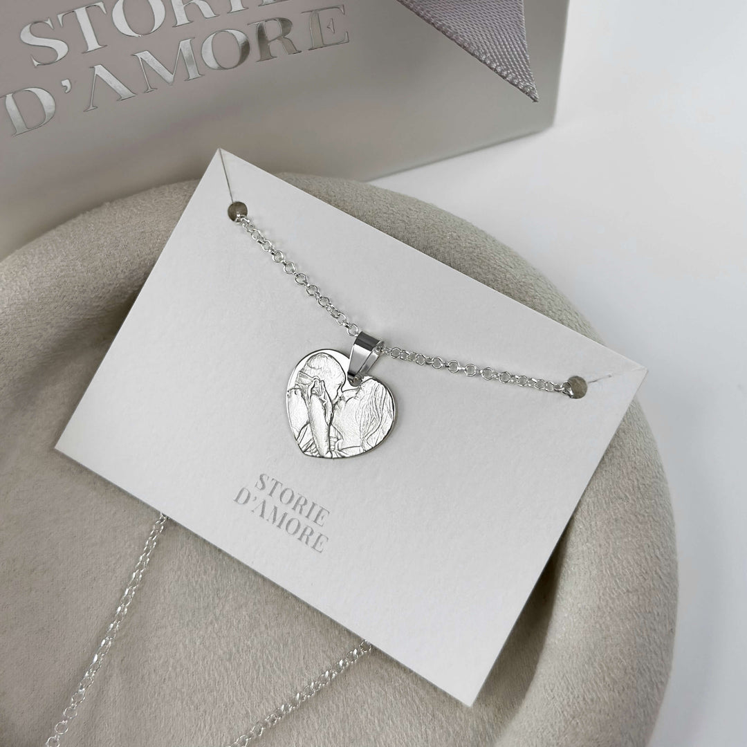 Heart 925 Silver Pendant with 3D Photo Engraving