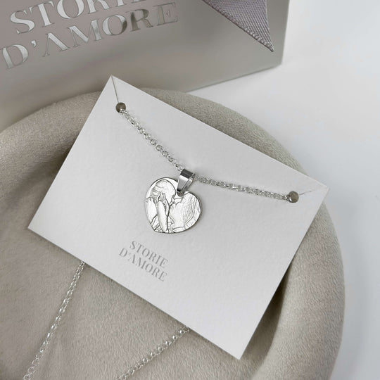 Heart 925 Silver Pendant with 3D Photo Engraving