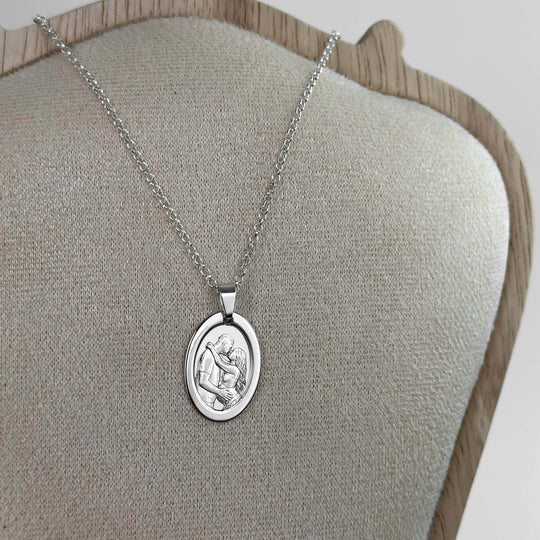 Oval 925 Silver Pendant with 3D Photo Engraving
