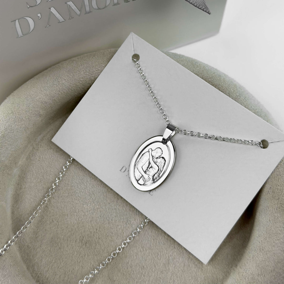 Oval 925 Silver Pendant with 3D Photo Engraving