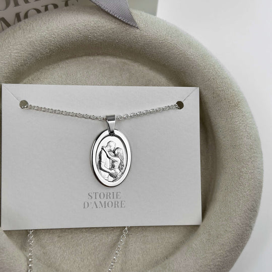 Oval 925 Silver Pendant with 3D Photo Engraving