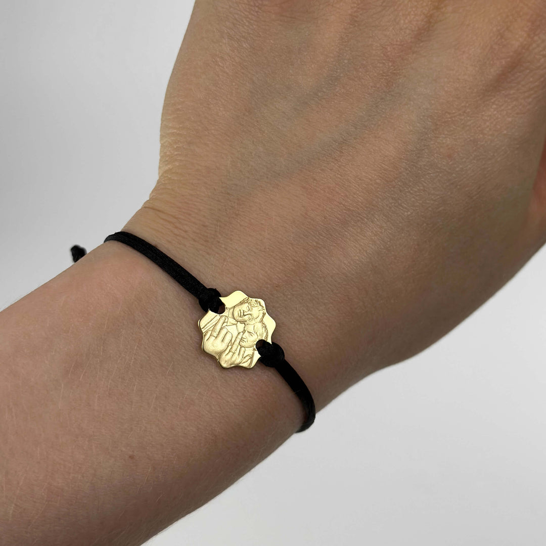 Bracelet moderne en argent sterling 925 avec gravure photo 3D de couple