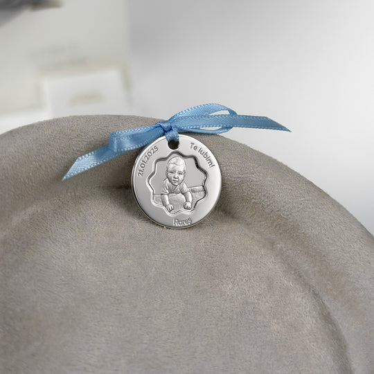 925 Silber Baby Foto Münze, 19 mm