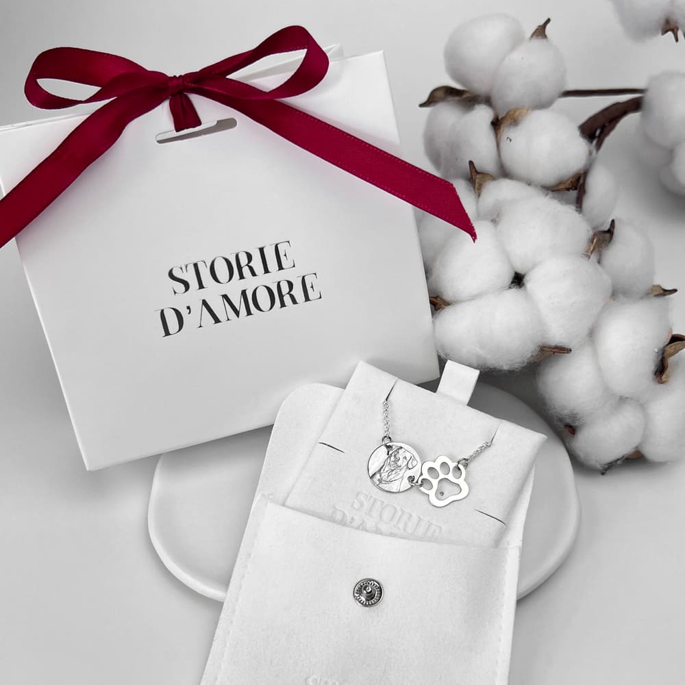Doppel-Anhänger mit Pfote, 925 Silber