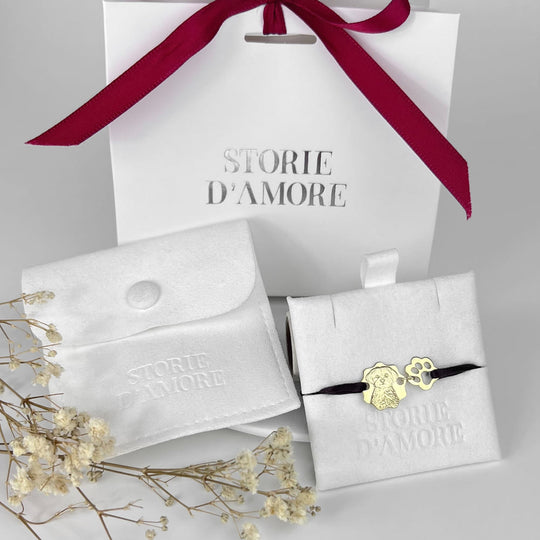 Curved-Edge Portrait Charm with Paw, 925 Silver