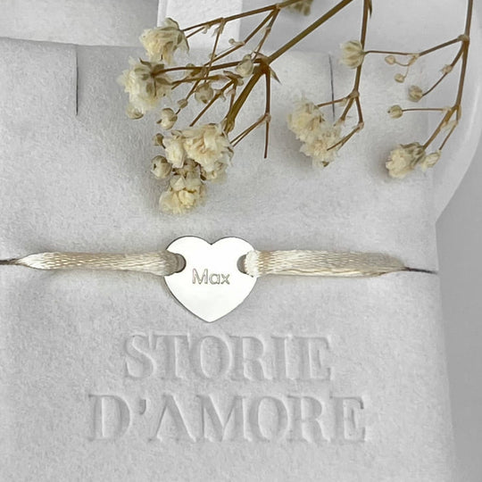 Herz-Armband mit Wunschtext, 925 Silber