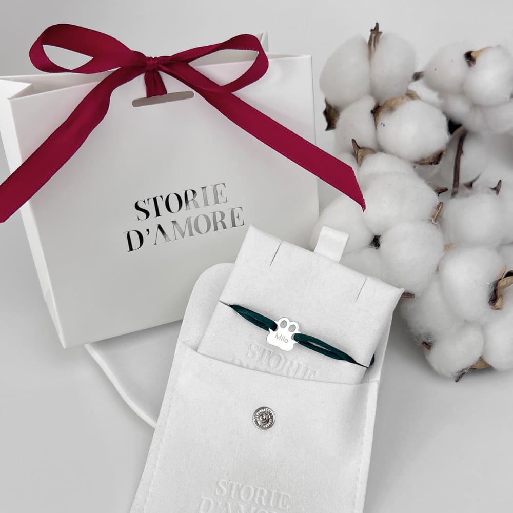 Pfoten-Armband mit Wunschtext, 925 Silber