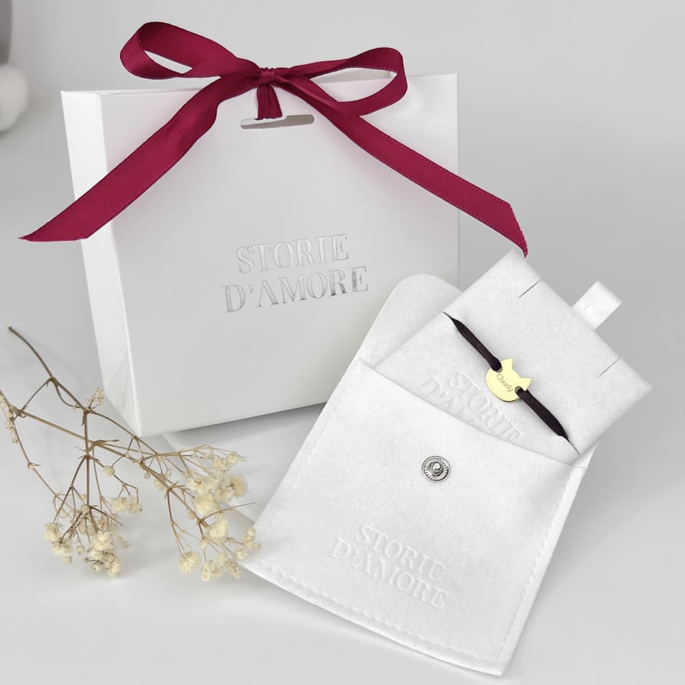 Armband in Katzen-Silhouette mit Wunschtext, 925 Silber