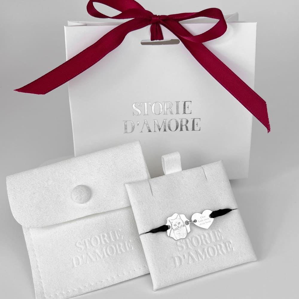 Curved-Edge Portrait Charm with Heart, 925 Silver