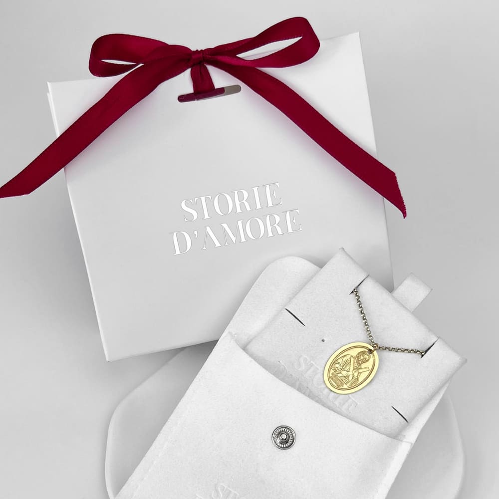 Ovaler Anhänger mit dem heiligen Andreas, 925 Silber