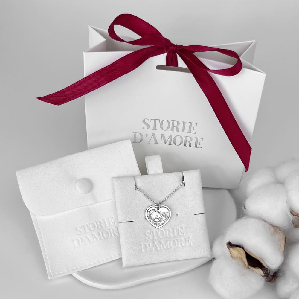 Herzförmiger Anhänger mit Rahmen, 925 Silber