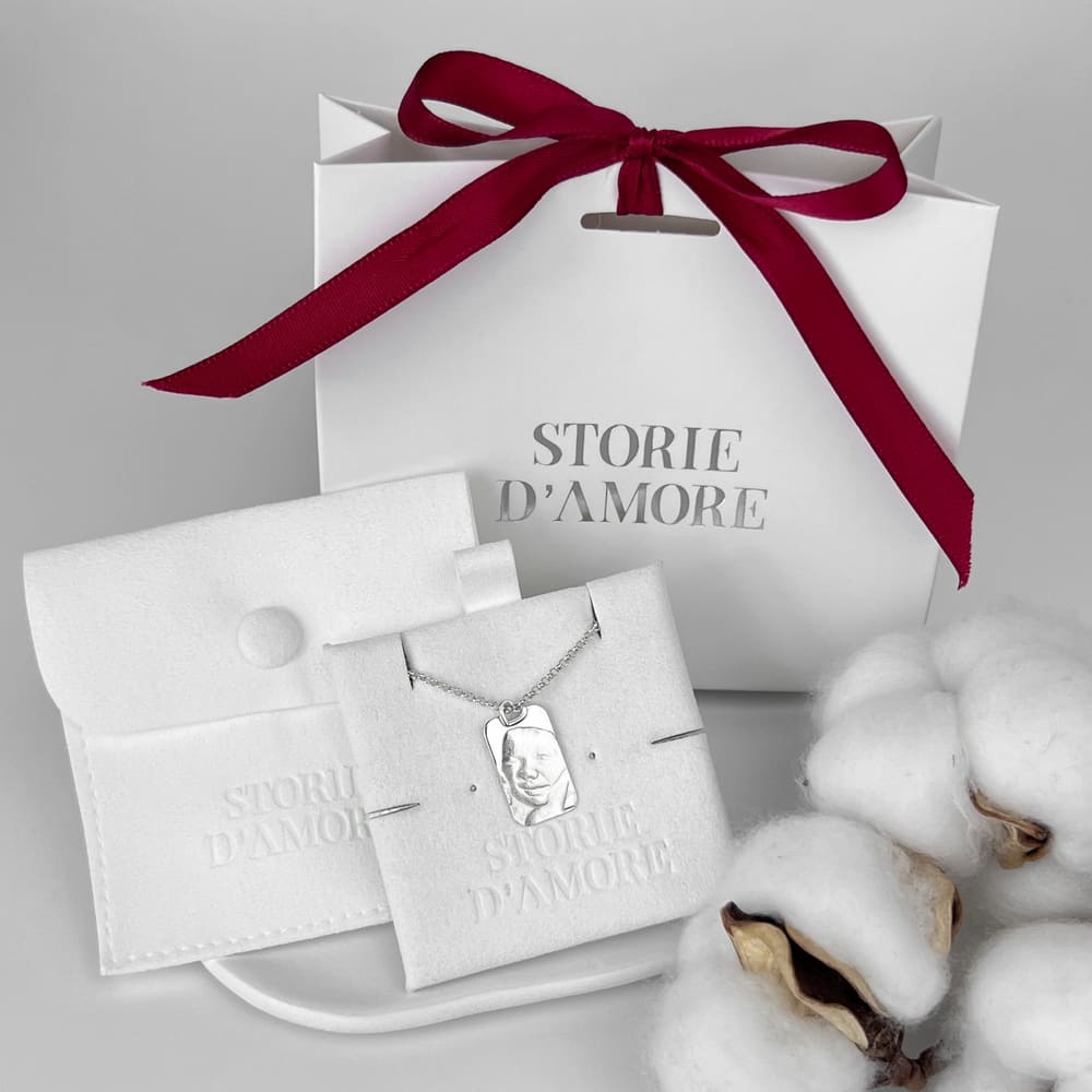 Rechteckiger Anhänger mit Baby-Ultraschallgravur, 925 Silber