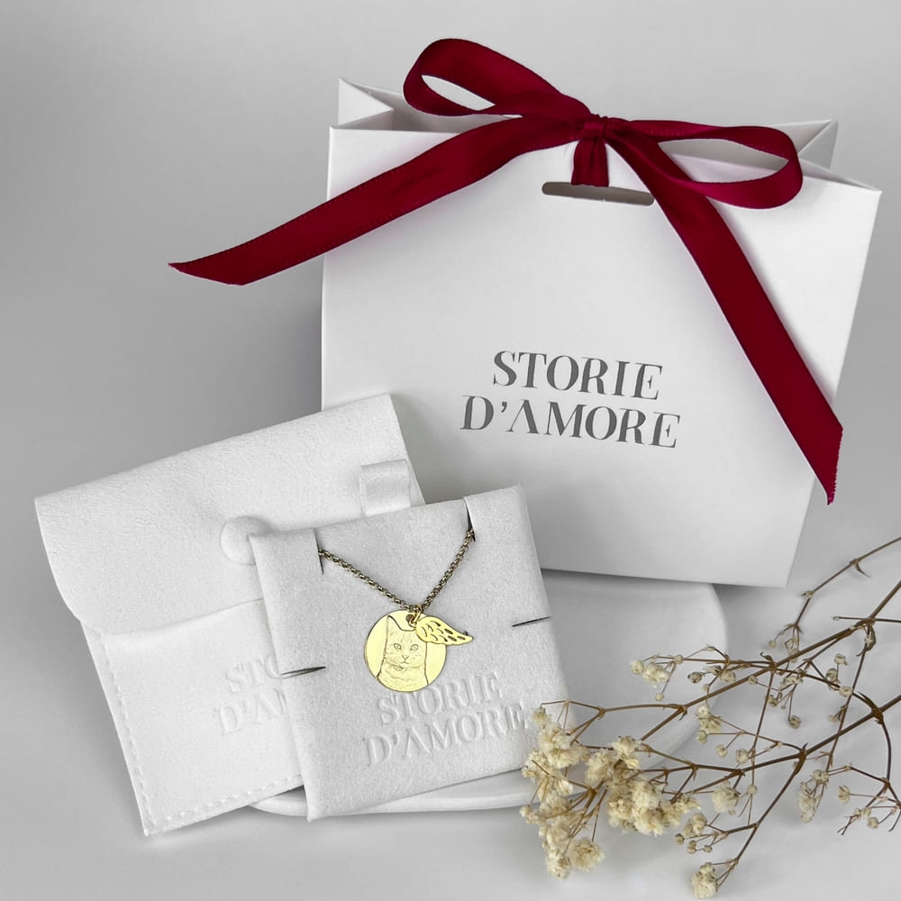 Tiergedenk-Anhänger mit Flügelanhänger, 925 Silber