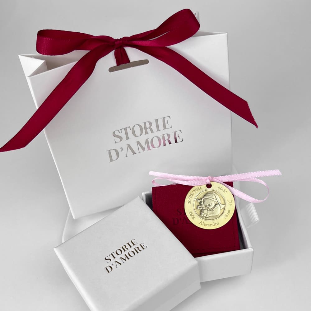 Klassische Münze mit Babyfoto, 30 mm (925 Silber)