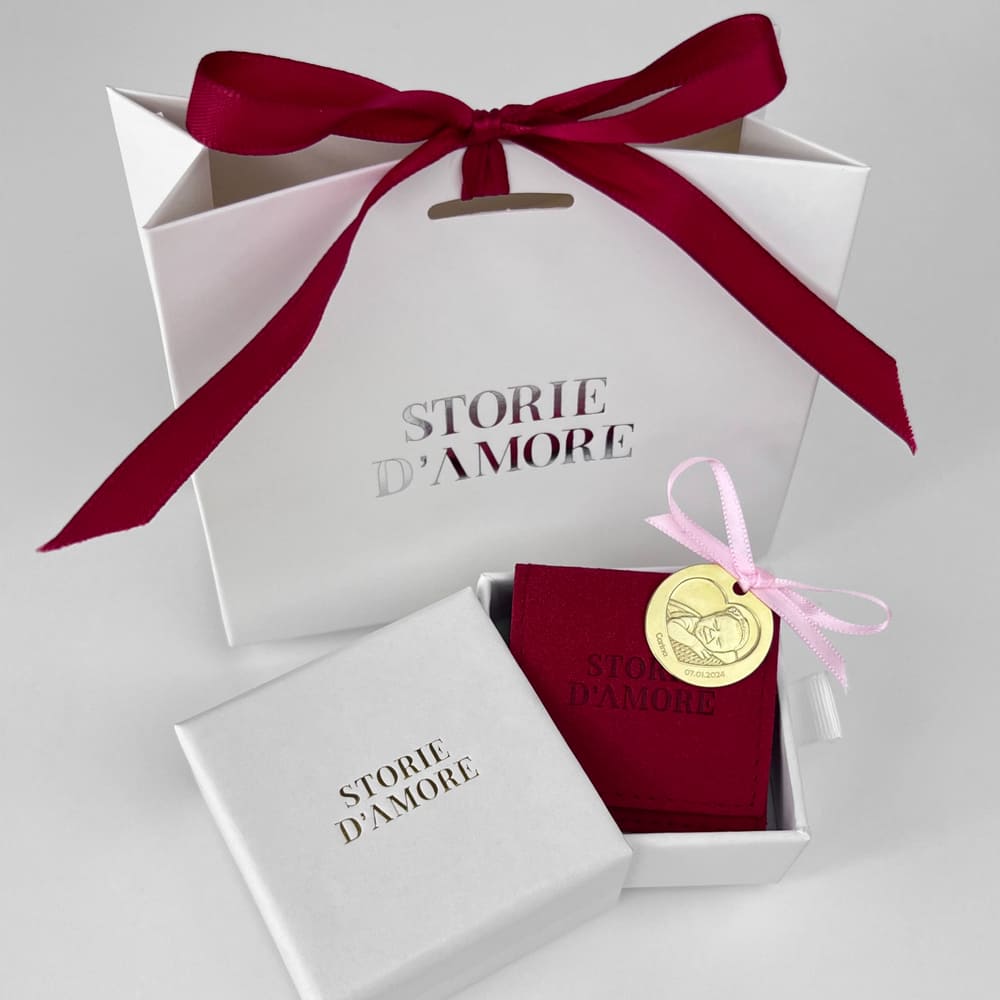 Baby-Münze mit Foto und Herzausschnitt, 23,5 mm (925 Silber)