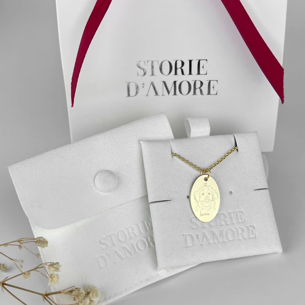 Ovaler Anhänger mit Tierporträt, 925 Silber