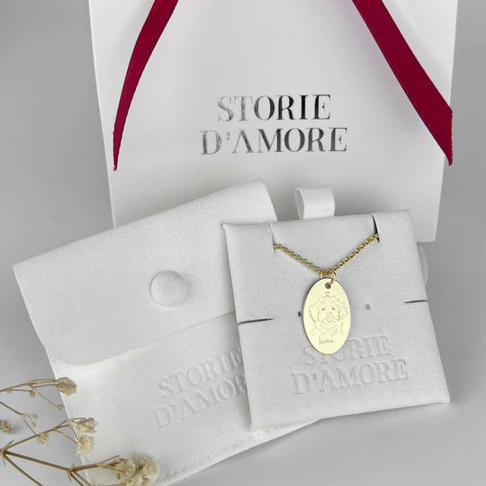 Ovaler Anhänger mit Tierporträt, 925 Silber