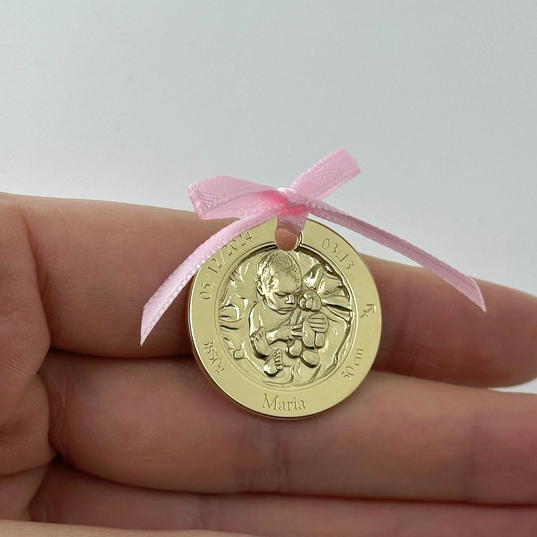 925 Silber Baby Foto Münze, 23.5 mm