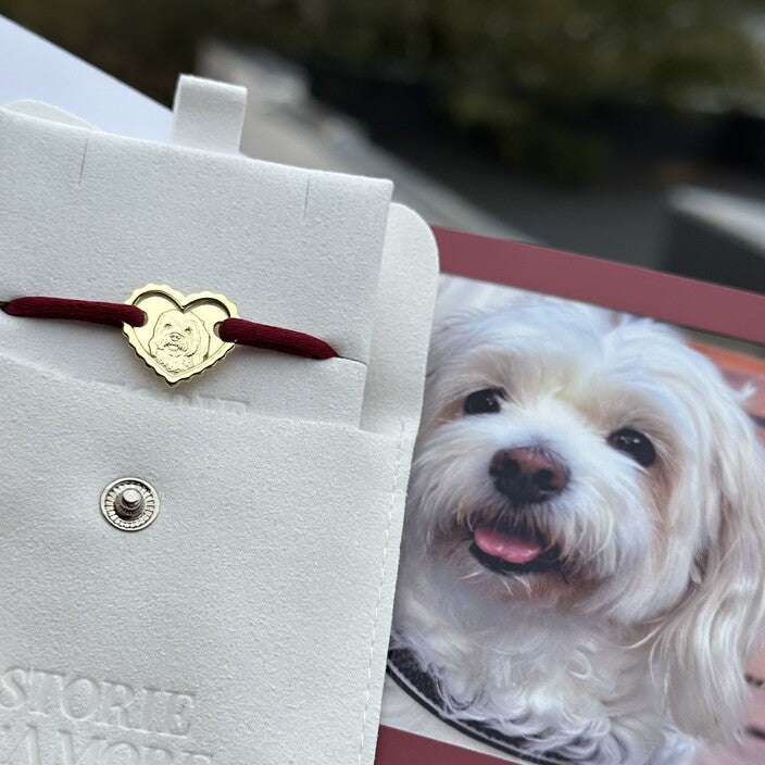 Personalisierte Haustierporträt-Herzarmband, 925 Silber