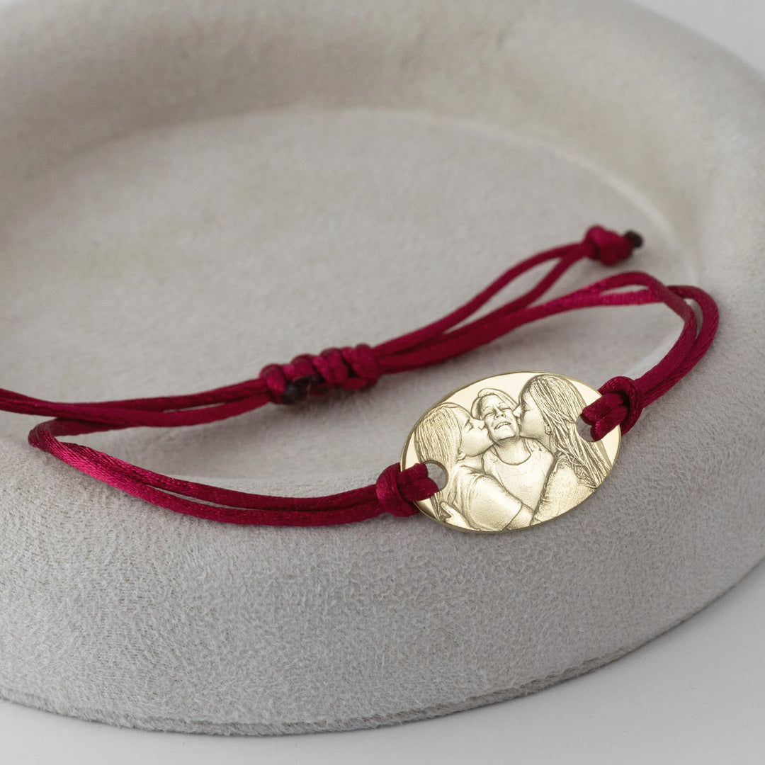 Großes ovales 925 Silberarmband mit 3D-Foto-Gravur