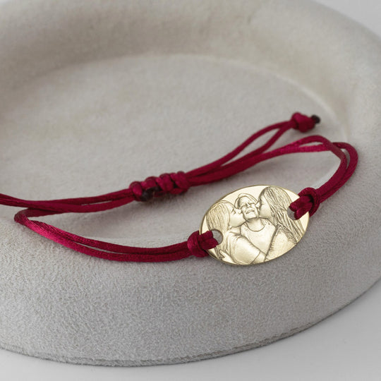 Großes ovales 925 Silberarmband mit 3D-Foto-Gravur