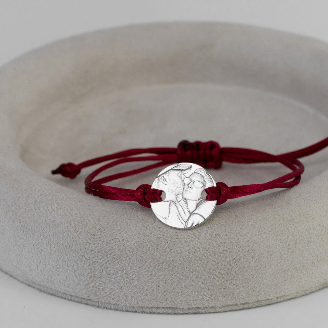 Rundes 925 Silberarmband mit 3D Foto-Gravur