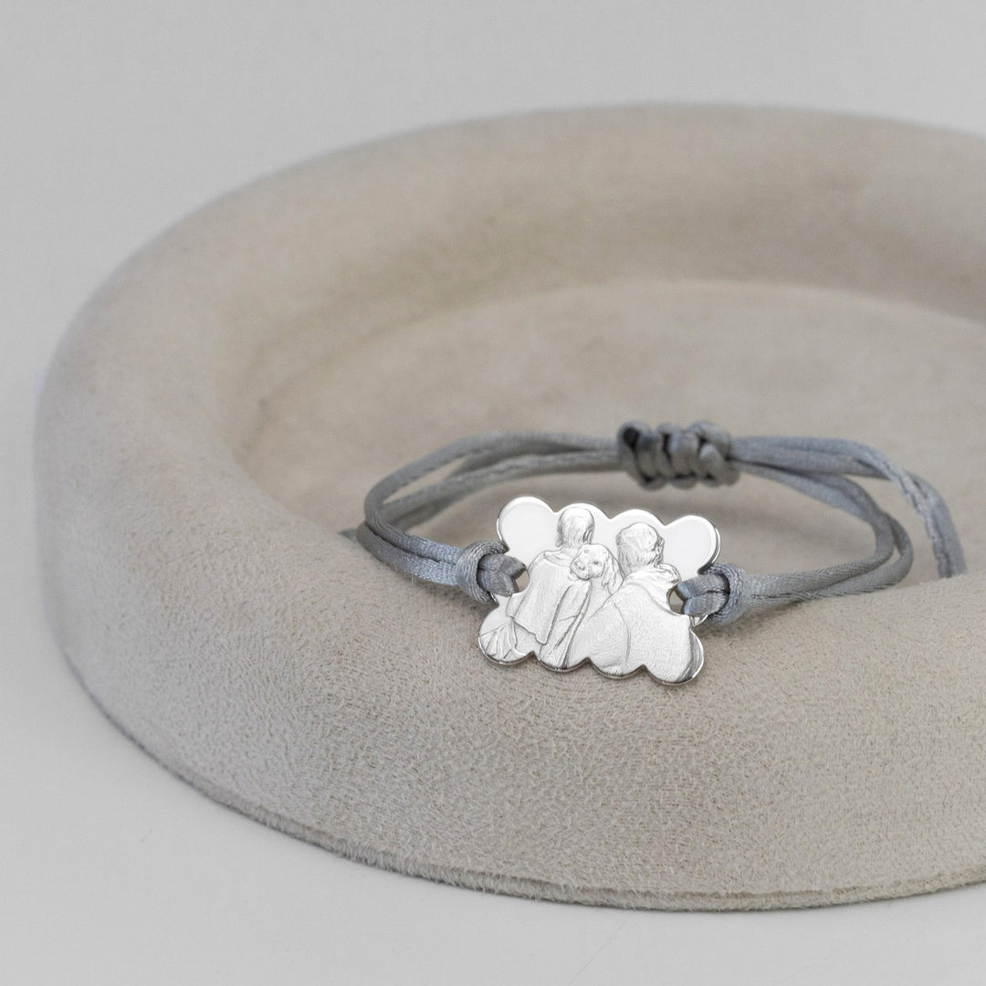 "Biscuit" 925 Silver Bracelet with 3D Photo Engraving