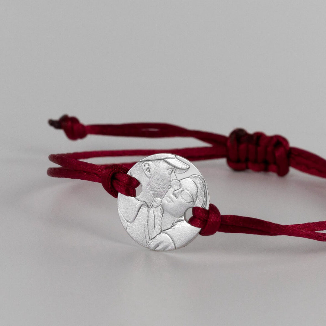 Rundes 925 Silberarmband mit 3D Foto-Gravur