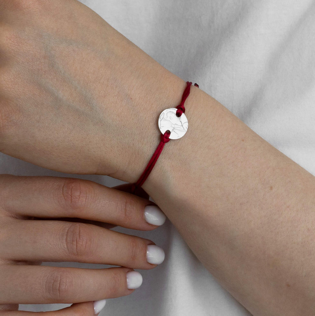 Rundes 925 Silberarmband mit 3D Foto-Gravur