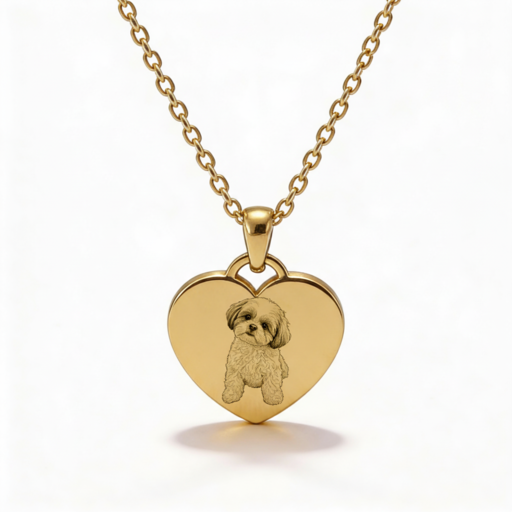 Colier cu pandantiv inimă pentru animal de companie